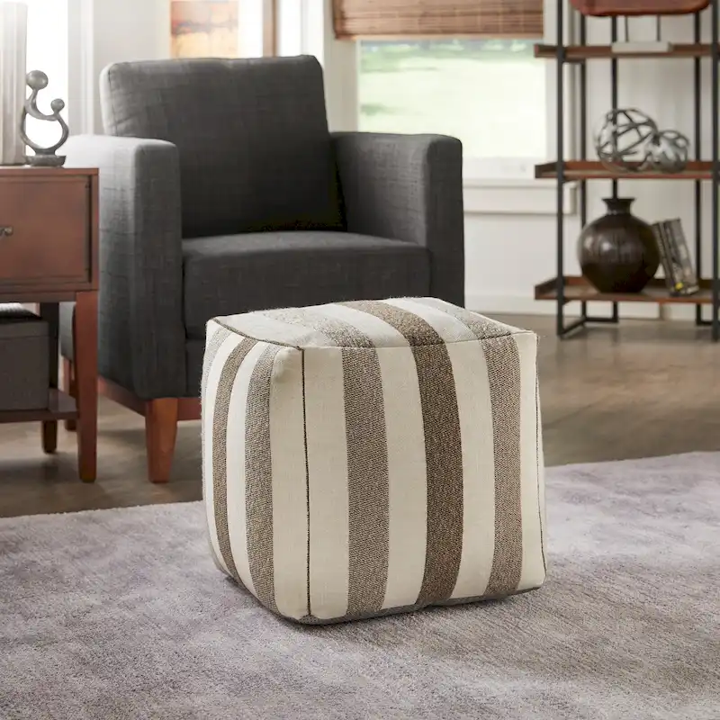 Brunico Upholstered Square Pouf Ottoman by iNSPIRE Q Bold