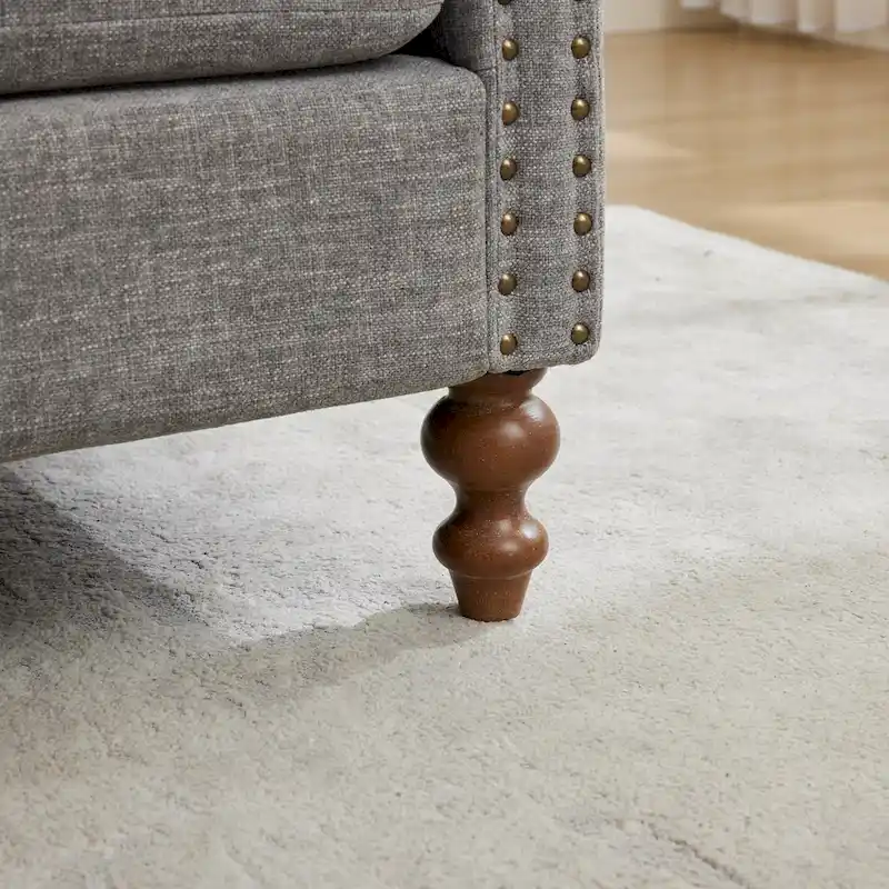 75.2 Chenille 3-Seater Sleeper Sofa with 4 Throw Pillows And 2 Bolsters