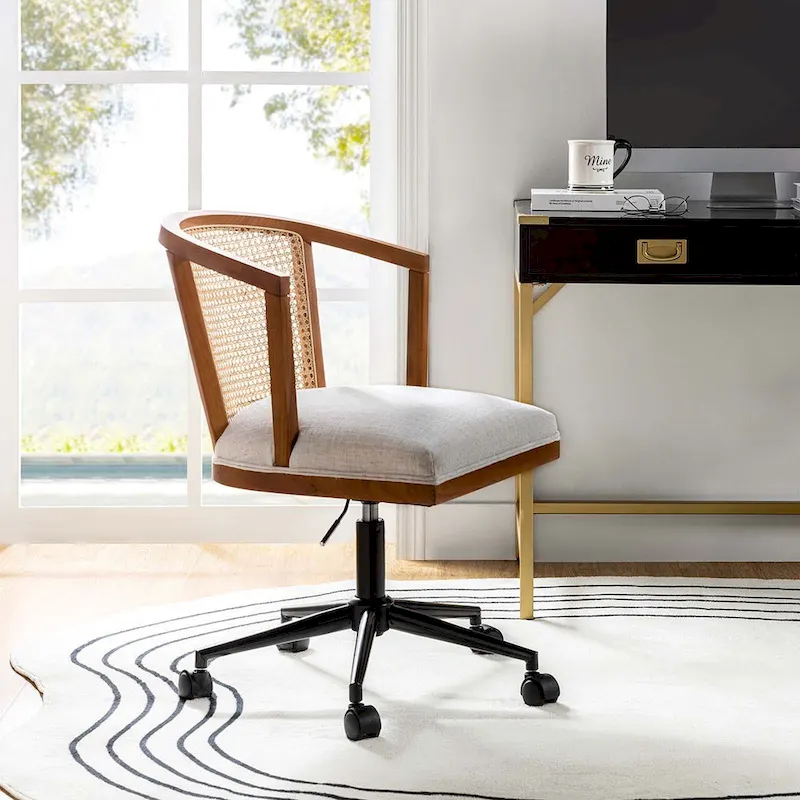 Modern Rattan Swivel Height Adjustment Office Chair