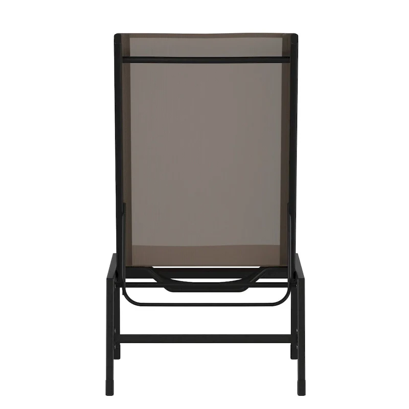 Set of 2 All-Weather Textilene Adjustable Chaise Lounge Chairs with Arms