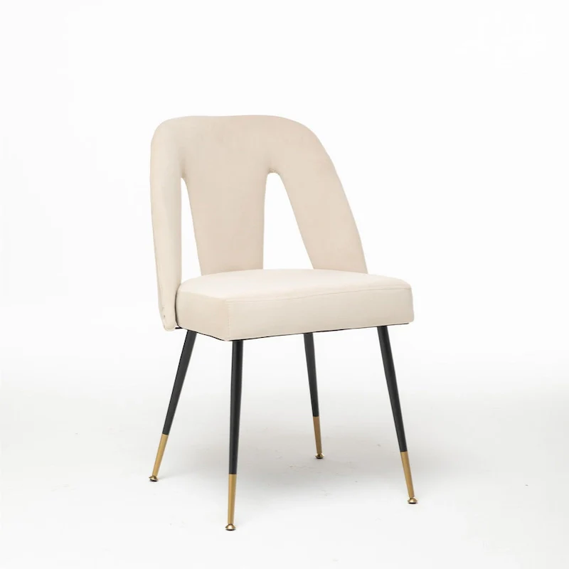 Modern Upholstered Dining Chairs with Nailheads and Metal Legs