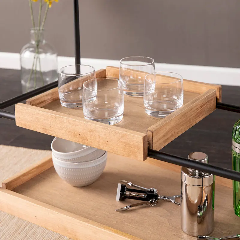 SEI Furniture Livingston Rolling Bar Cart