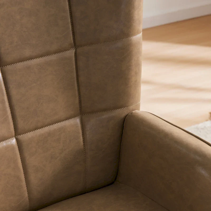 High-back Tufted Accent Chair Set of 2 Cream/ Brown/ Taupe