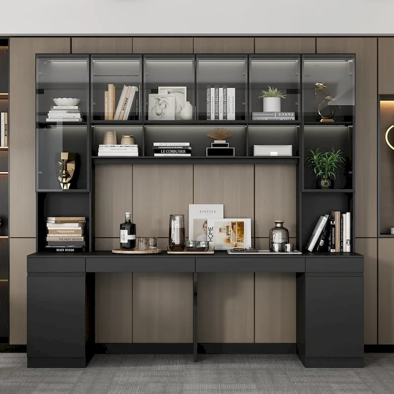 90.6W Spacious Double Desk Workstation w/Ample Storage for Two Table