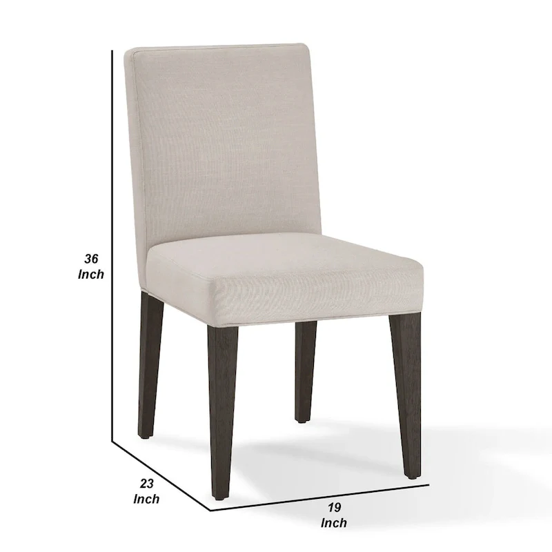 Mod 19 Inch Parson Style Dining Chair, Rubberwood, Set of 2, Light Gray