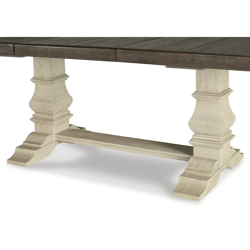 Signature Design by Ashley Bolanburg Brown / Antique White Extension Dining Table - 48W x 103.25D x 28.25H
