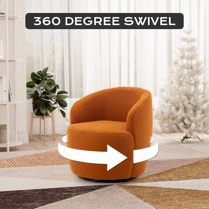 Ouyessir Modern Teddy Upholstered Swivel Barrel Chair(Set of 2)