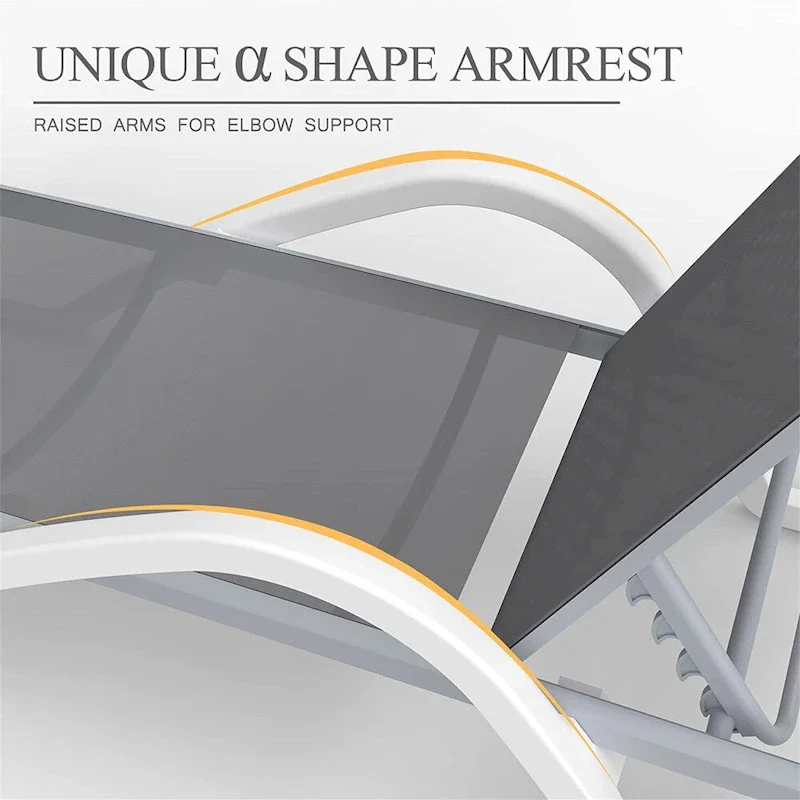 Adjustable Patio Aluminum Chaise Lounge Lounge Chairs with Arm