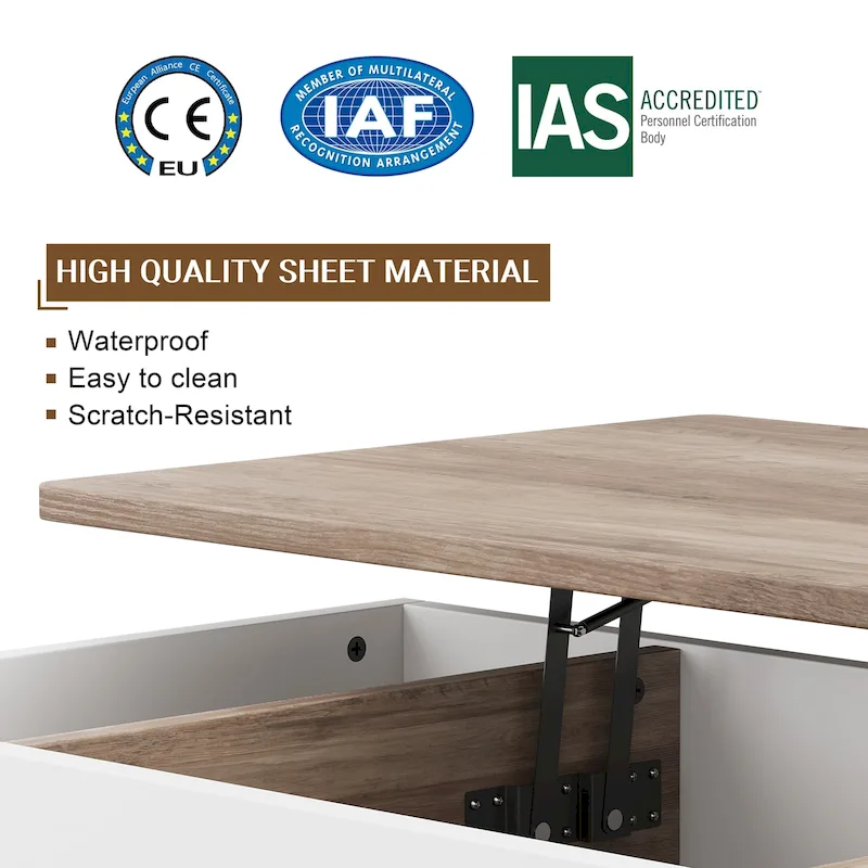 Futzca Wood Coffee Table with Hidden Compartment