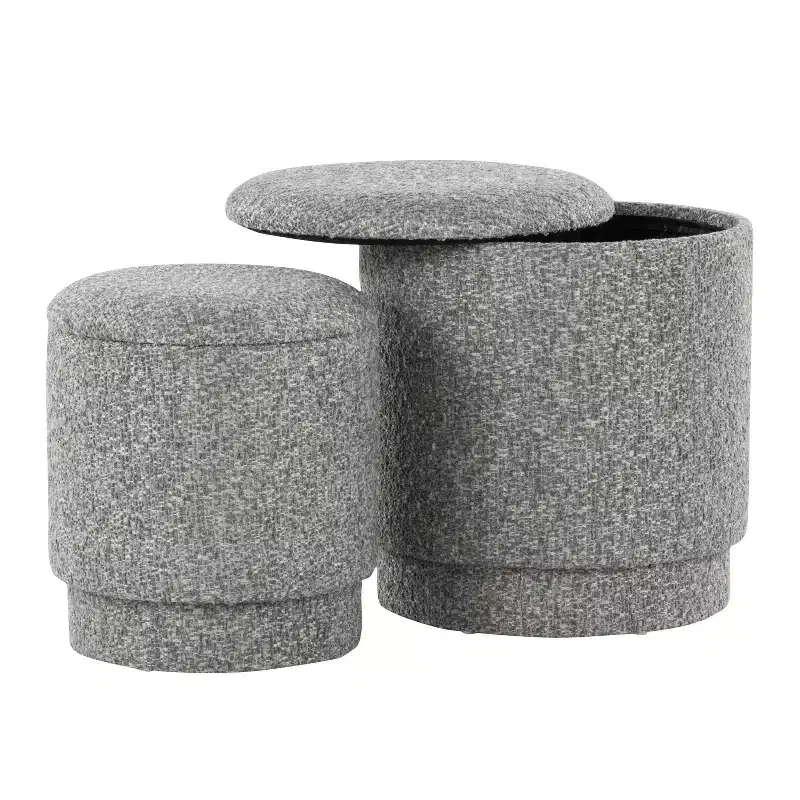 LumiSource Marla Upholstered Ottoman Set Fabric