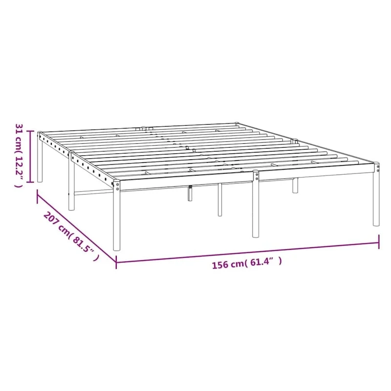 vidaXL Metal Bed Frame, No Mattress