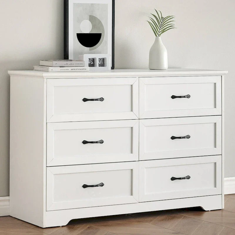 White / Brown+White 5-Drawer Dresser for Bedroom