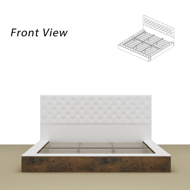 Queen/King Designer Bed Frame with LED Ambiance Lighting PU Leather