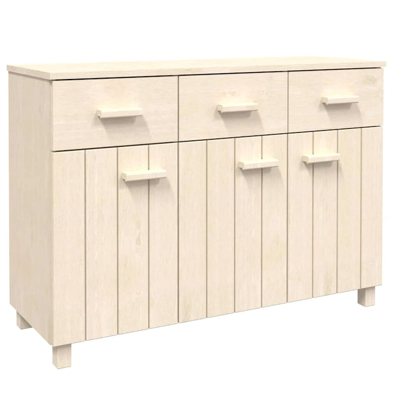 vidaXL Sideboard Bar Buffet Console Cabinet with Drawers HAMAR Solid Wood Pine - 44.5  x 15.7  x 31.5