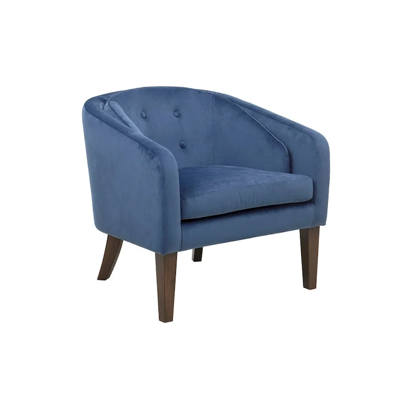Blue Upholstered Tufted Mid-Century Accent Chair