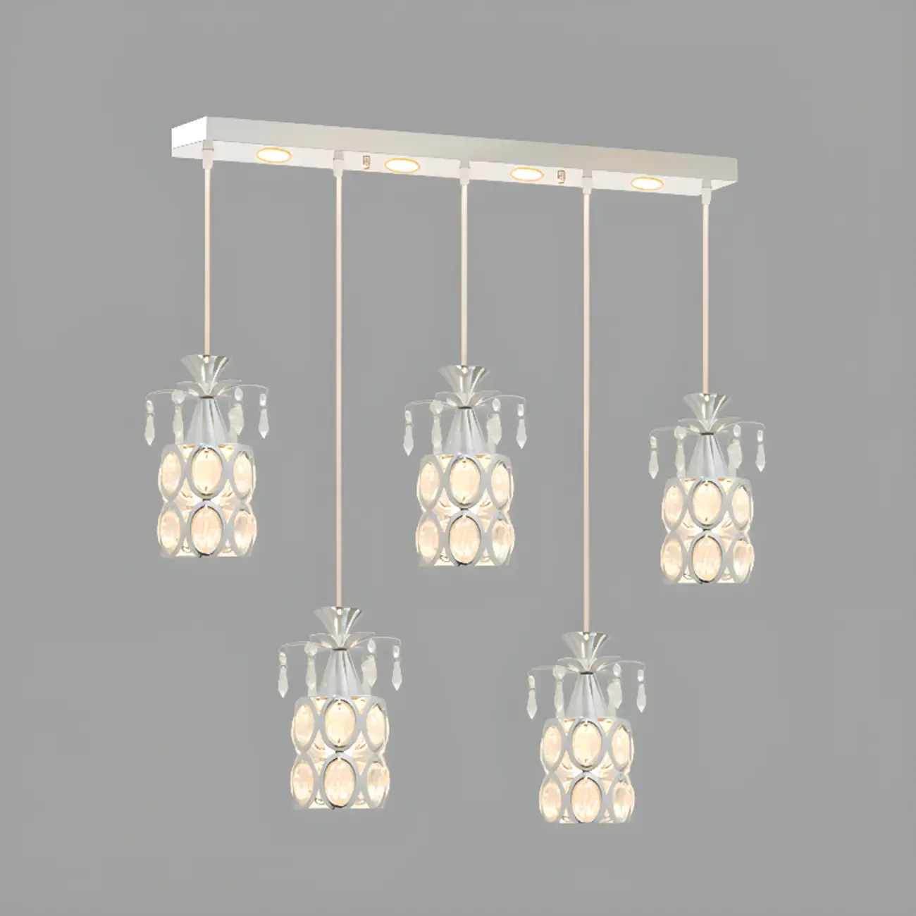 Elegant Cylinder Crystal Kitchen Island Pendant Light with Spotlight