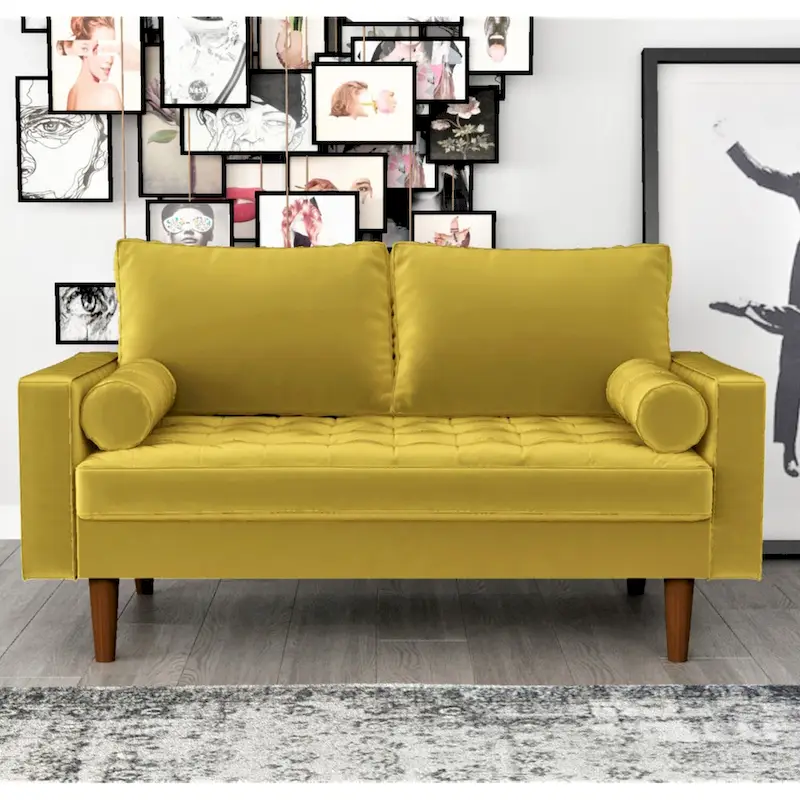 Luis Mid-century Modern Tufted Velvet Loveseat - N/A