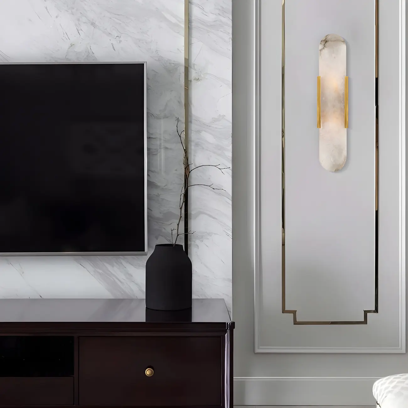 Decorative Alabaster Shade Glow 2-Light Oval Wall Sconce Light