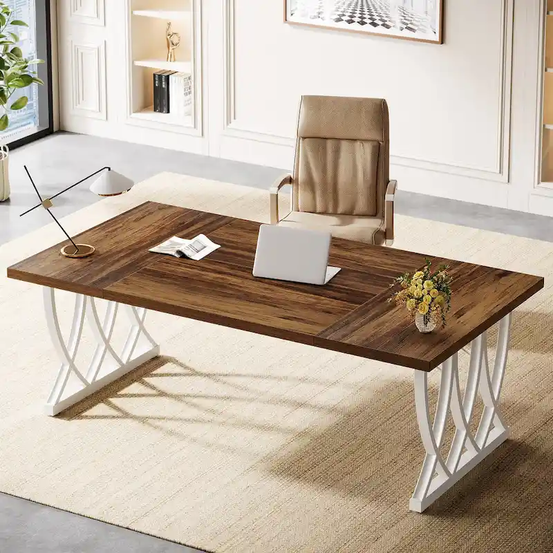 71 Wood Metal Home Office Executive Computer Desk Writing Table