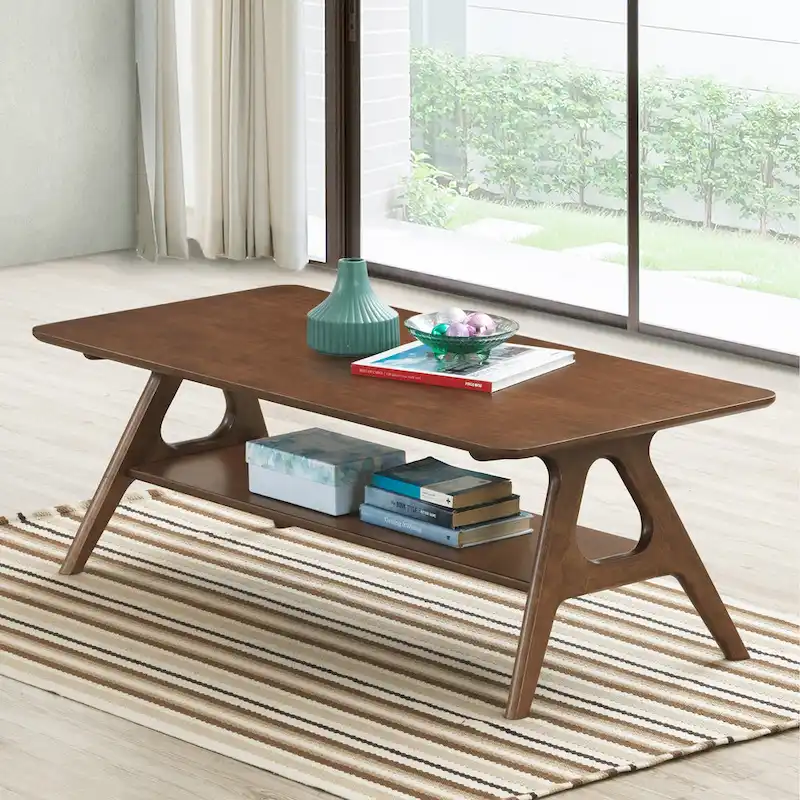 Mid-Century Modern Wood 3-Piece Coffee Table Set