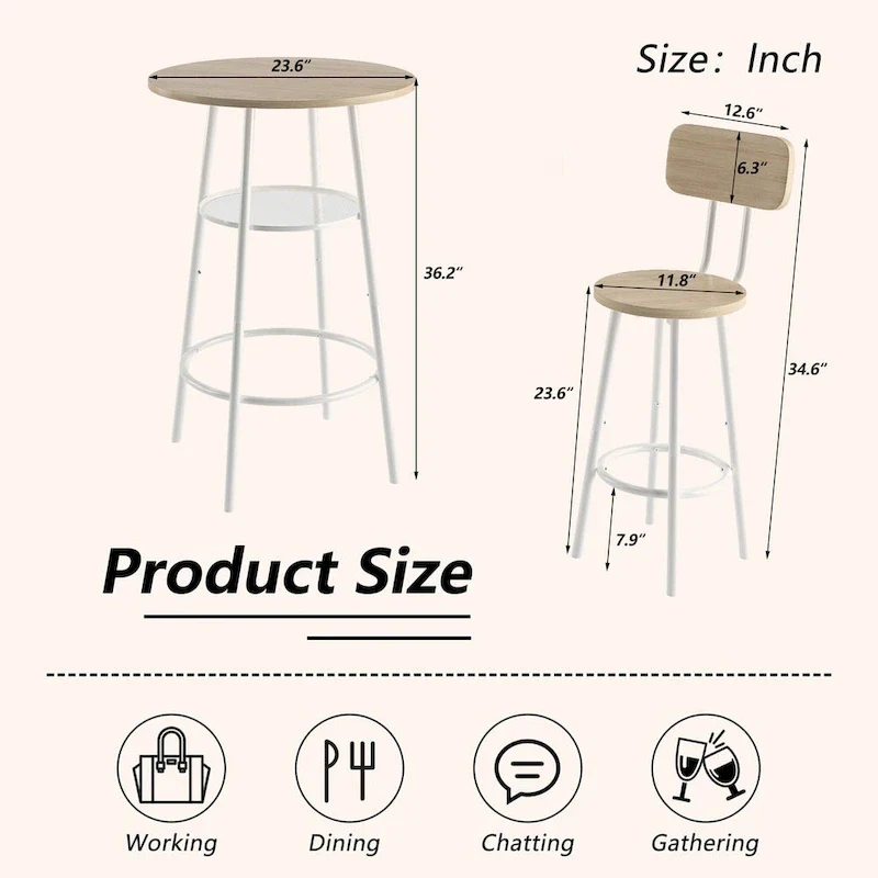 2-Tier Round Bistro Bar Dining Table
