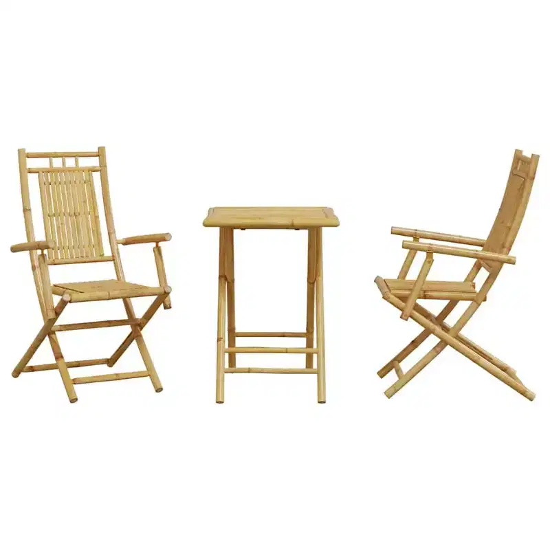 vidaXL Bistro Set Natural Bamboo Bamboo Medium Foldable Bistro Set