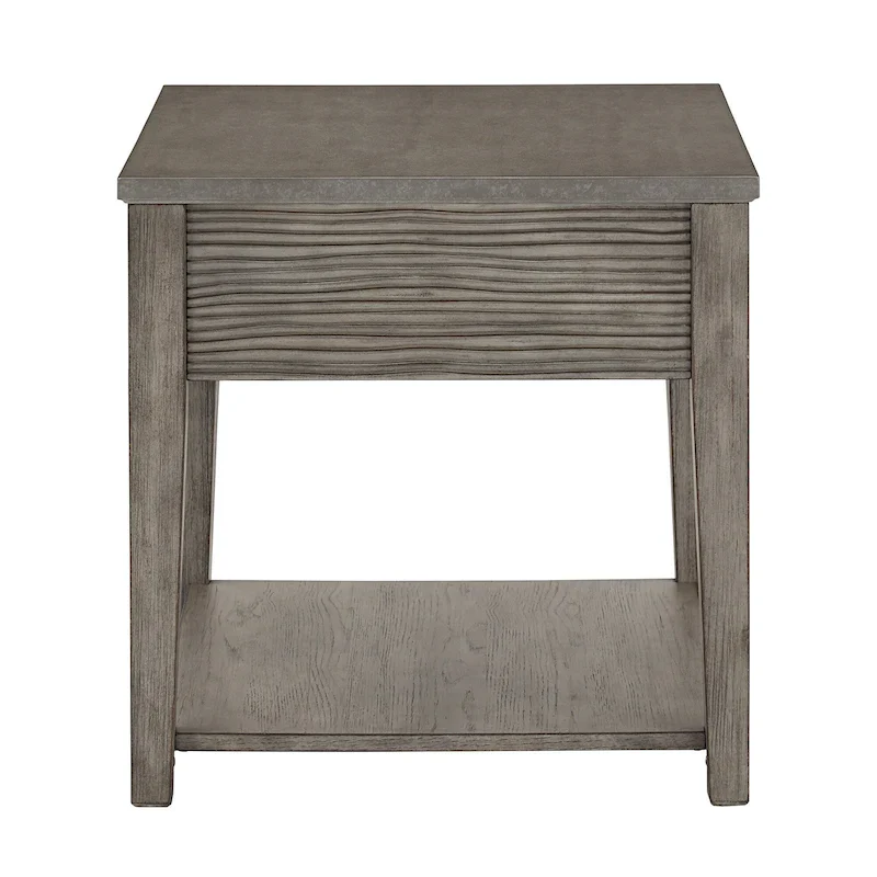 Coober Antique Grey Finish Grey Fiber Cement End Table with Shelf by iNSPIRE Q Modern