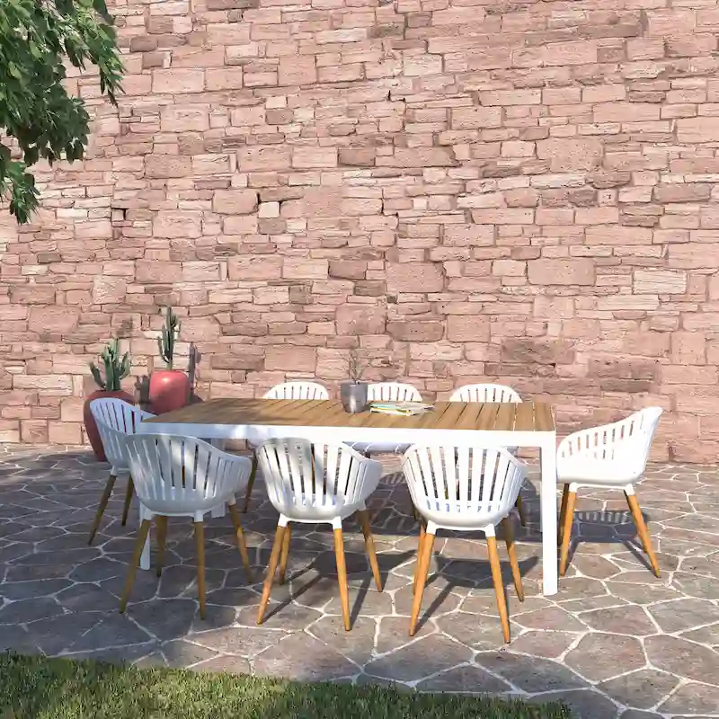 Amazonia Champs 9pc Outdoor FSC Certified Wood Outdoor Patio Dining Set