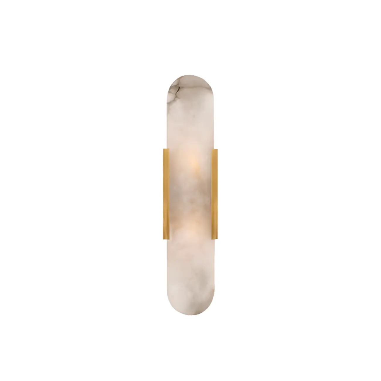 Modern Brass Oval Wall Light with Stone Chalk Shade