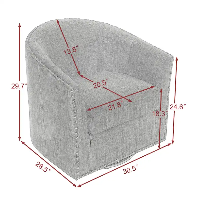 Upholstered Swivel Accent Chairs with Nailhead Trim, Set of 2