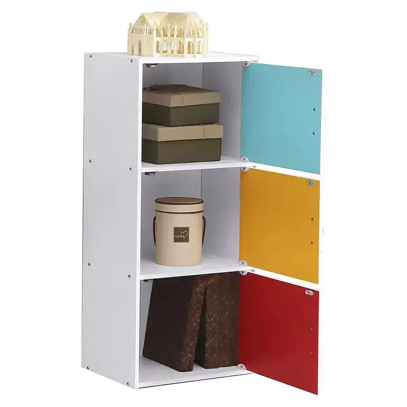 Hodedah Heavy Duty Engineered Wood 3 Door Enclosed Multipurpose Storage Cabinet for Kitchen, Office, Kids Room, and Other Home Organization