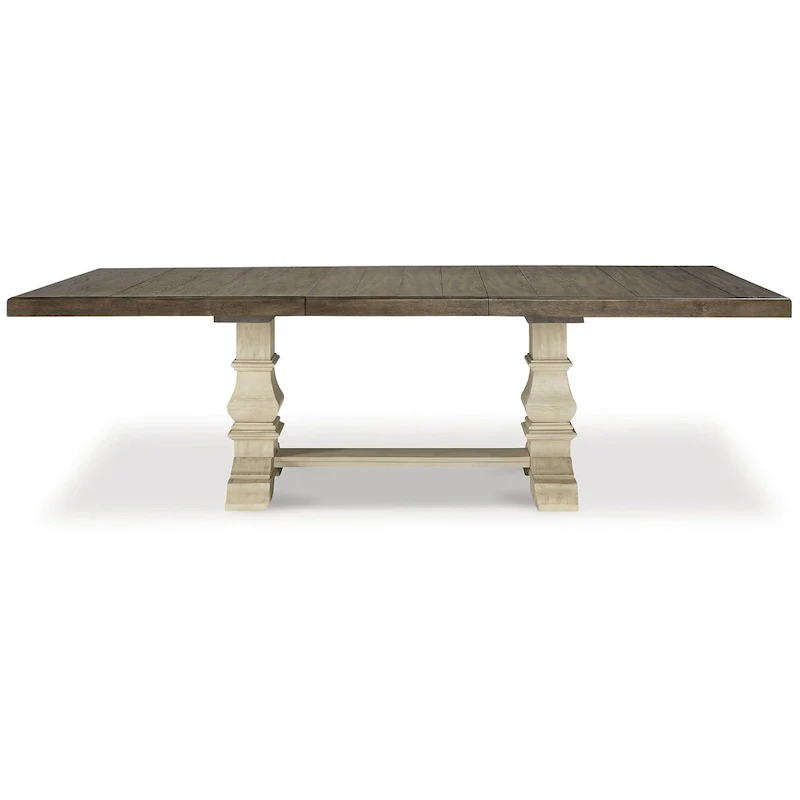 Signature Design by Ashley Bolanburg Brown / Antique White Extension Dining Table - 48 W x 103.25 D x 28.25 H