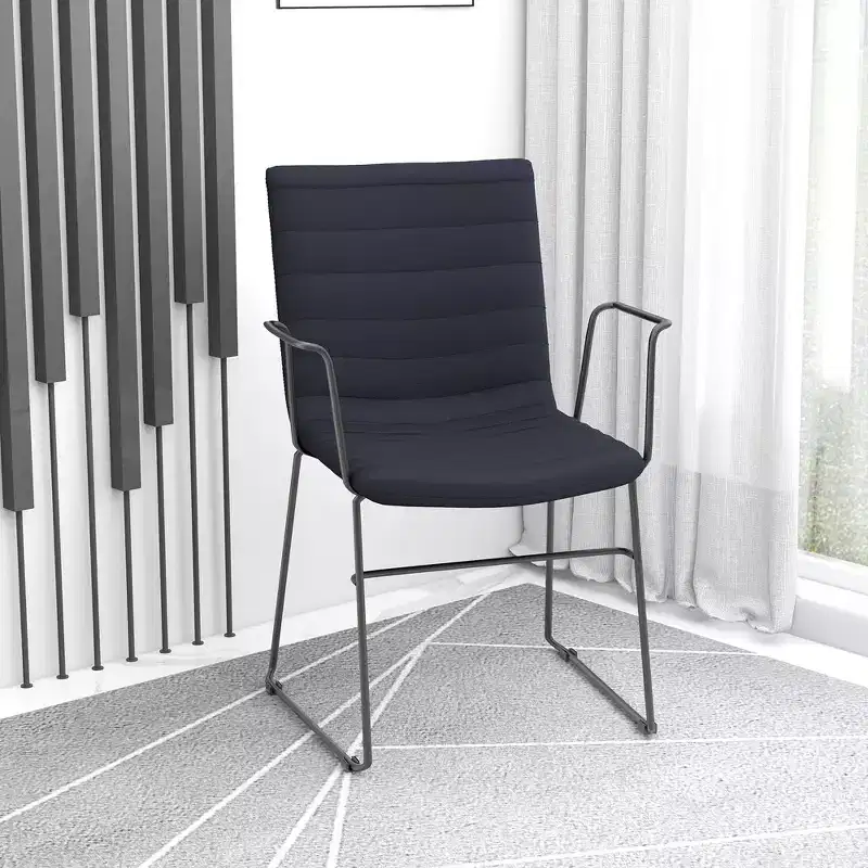 LeisureMod Ergonomic Office Chair Upholstered in Leather/Polyester with Powder-Coated Stainless Steel Frame Padded Seat and Back Zylar Collection