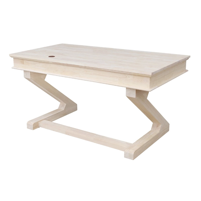 Solid Wood Unfinished Executive Desk with Zodiac Base