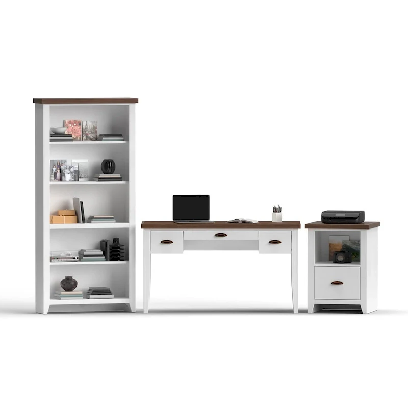 Two-Tone Writing Desk with Bronze Hardware - 53 Inch