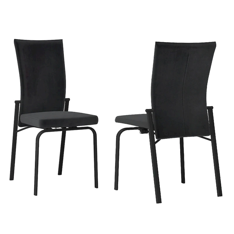 Somette Monique Black Motion-back Side Chair, Set of 2, Fully Assembled