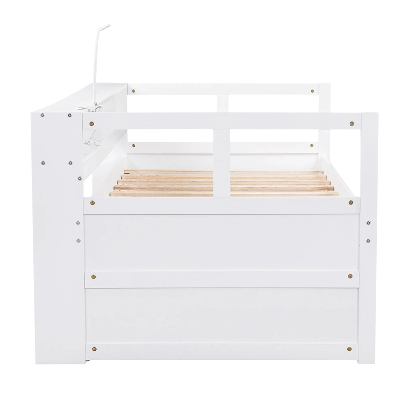 Twin XL Wood Daybed with 2 Trundles and USB Charging Design
