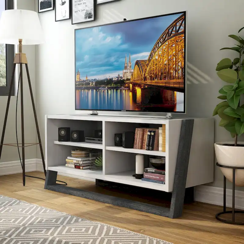 Isabelle Mid-century Modern 4-Shelf TV Console