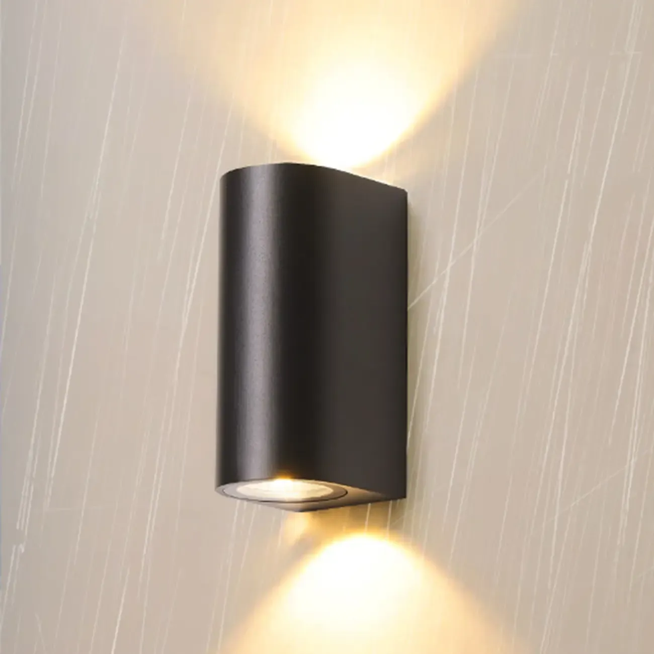 Outdoor Minimalist Round 2-Light Black LED Wall Sconce Light