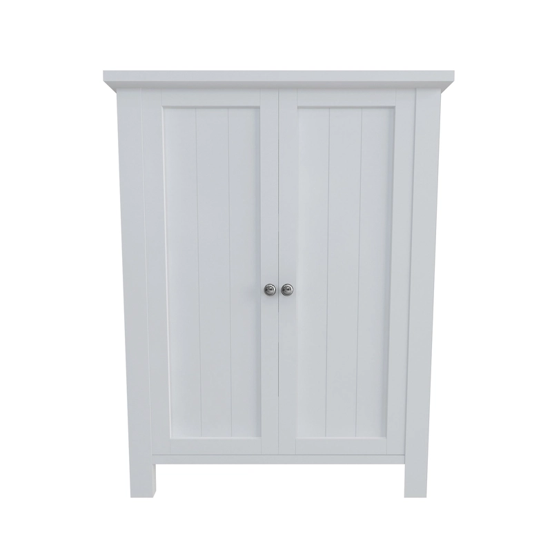 Wooden Bathroom Floor Storage Cabinet With 2 Adjustable Shelves