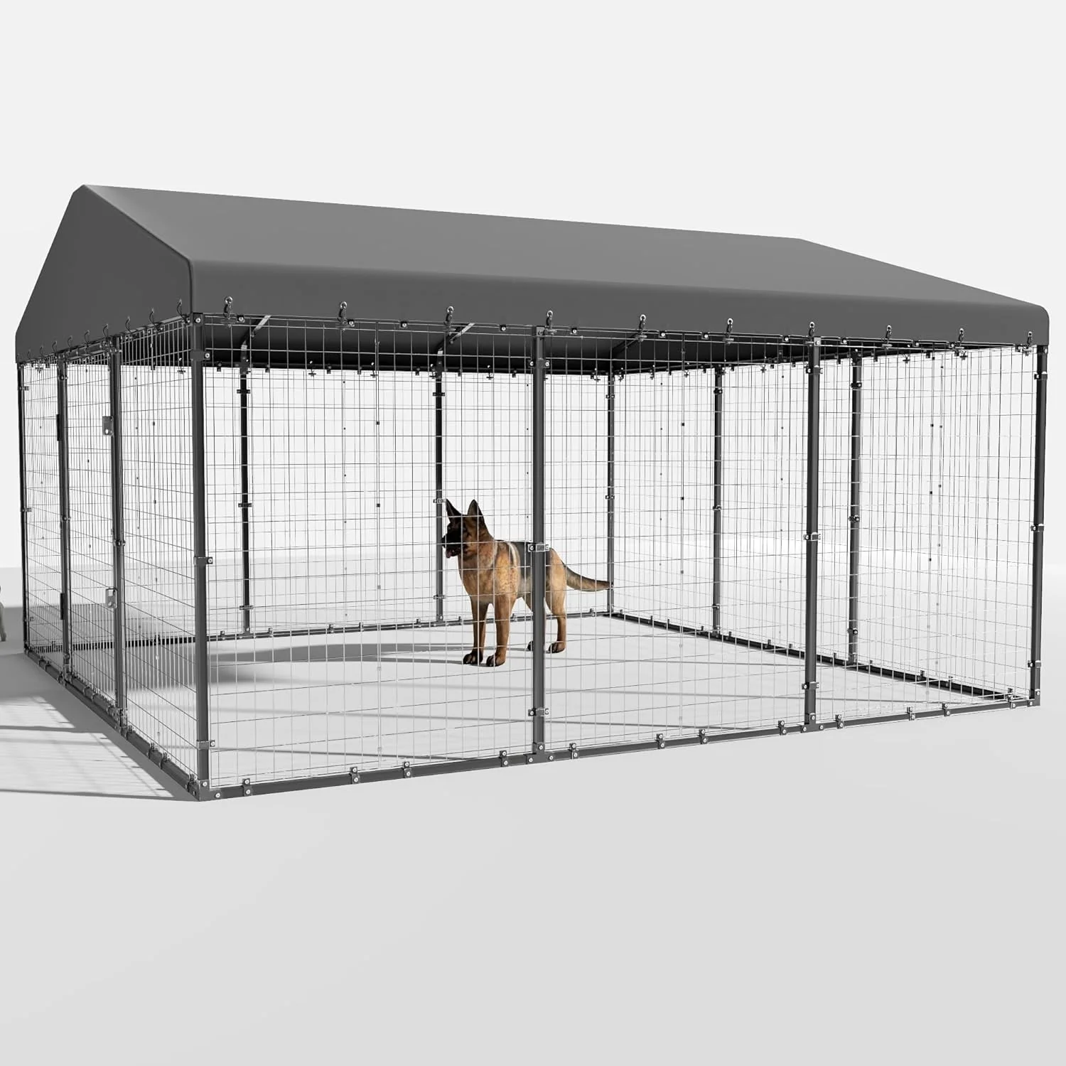 W 118 x D 118 x H 70 Large Outdoor Dog Kennel,Heavy Duty Dog Cage Enclosure with Waterproof Roof