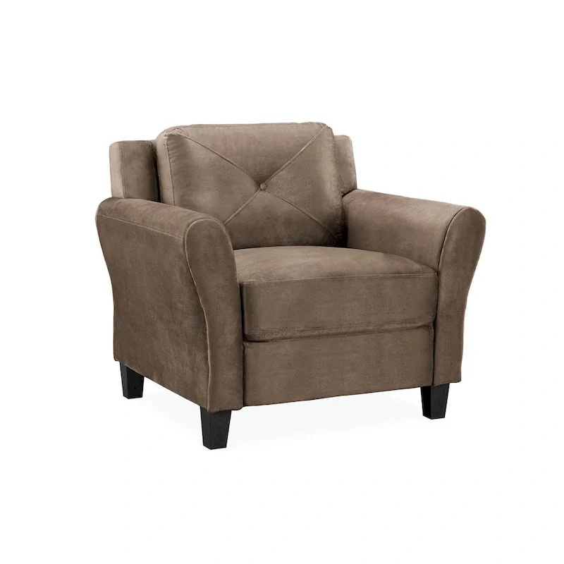 Tufted Microfiber Accent Chair - Single Seat with Curved Arms