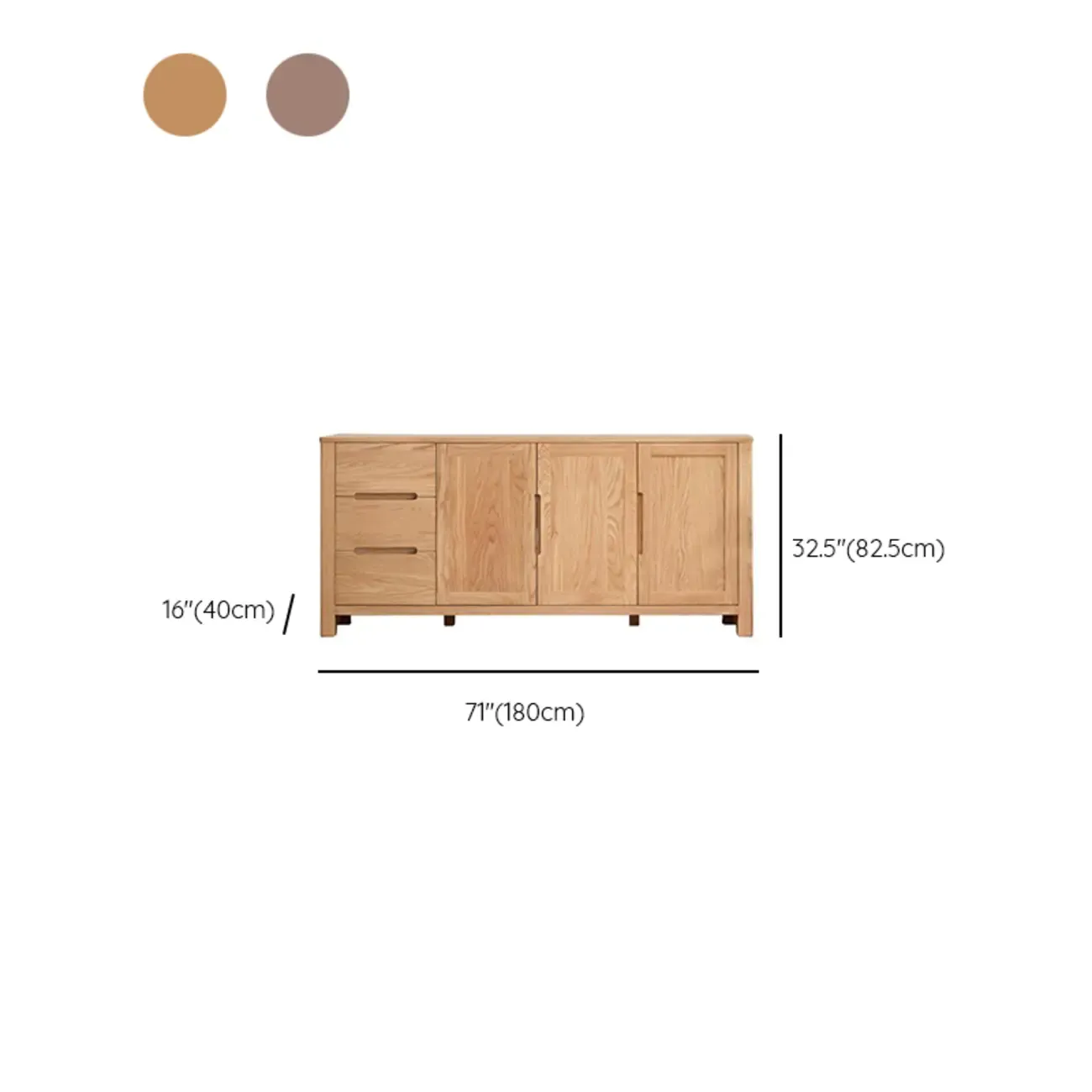 Modern Wood Sideboard with Shelves and Drawers