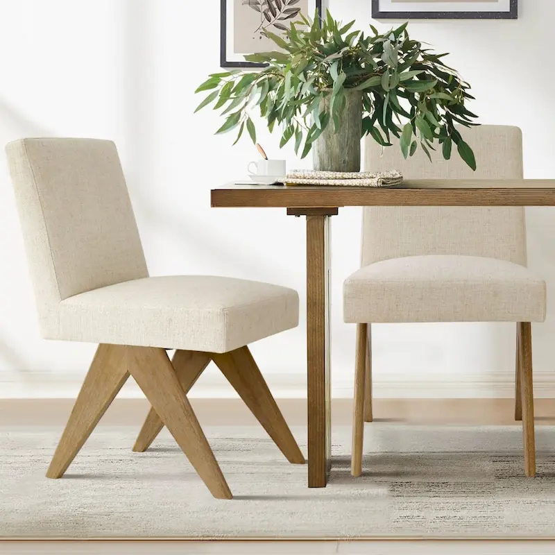 Beige / Sage Green / Cream Linen Parsons Dining Chair, Single Seat