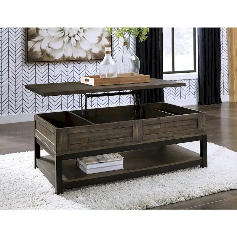 Johurst Grayish Brown Casual Rectangular Lift Top Cocktail Table