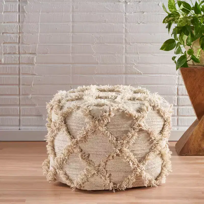 Jucar Handcrafted Boho Fabric Cube Pouf - Christopher Knight Home
