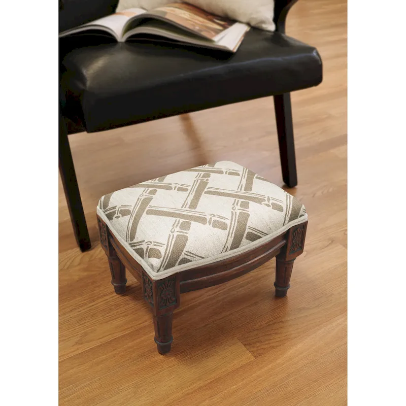 Taupe Bamboo Trellis Footstool