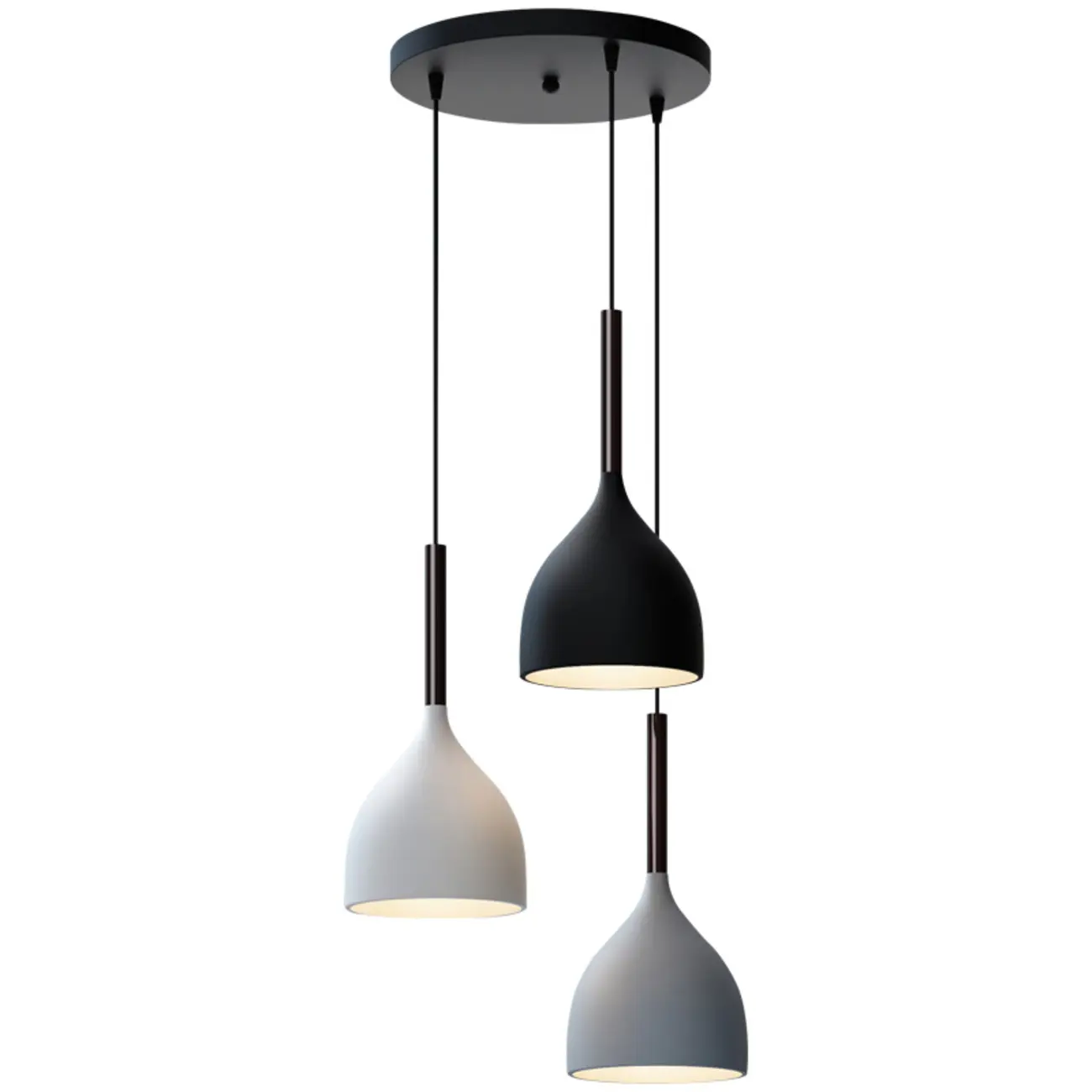 Cool Tone Metal Dome 3-Light Island Pendant Light