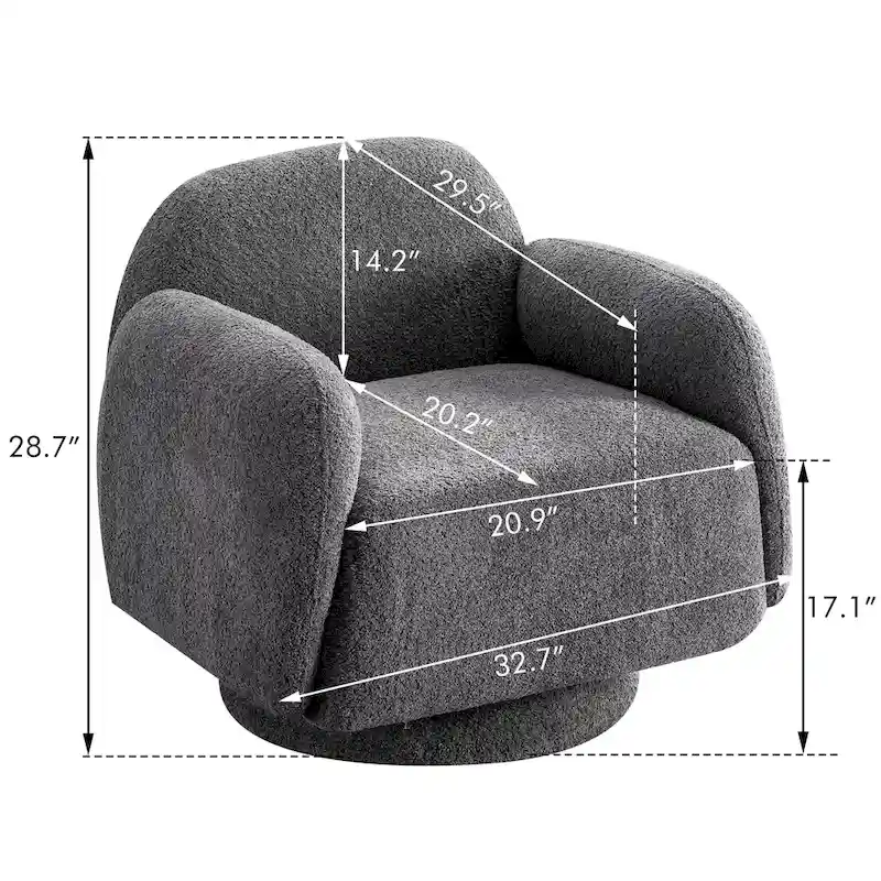 Boucle Upholstered Swivel Accent Barrel Chair with Armrest, Set of 1