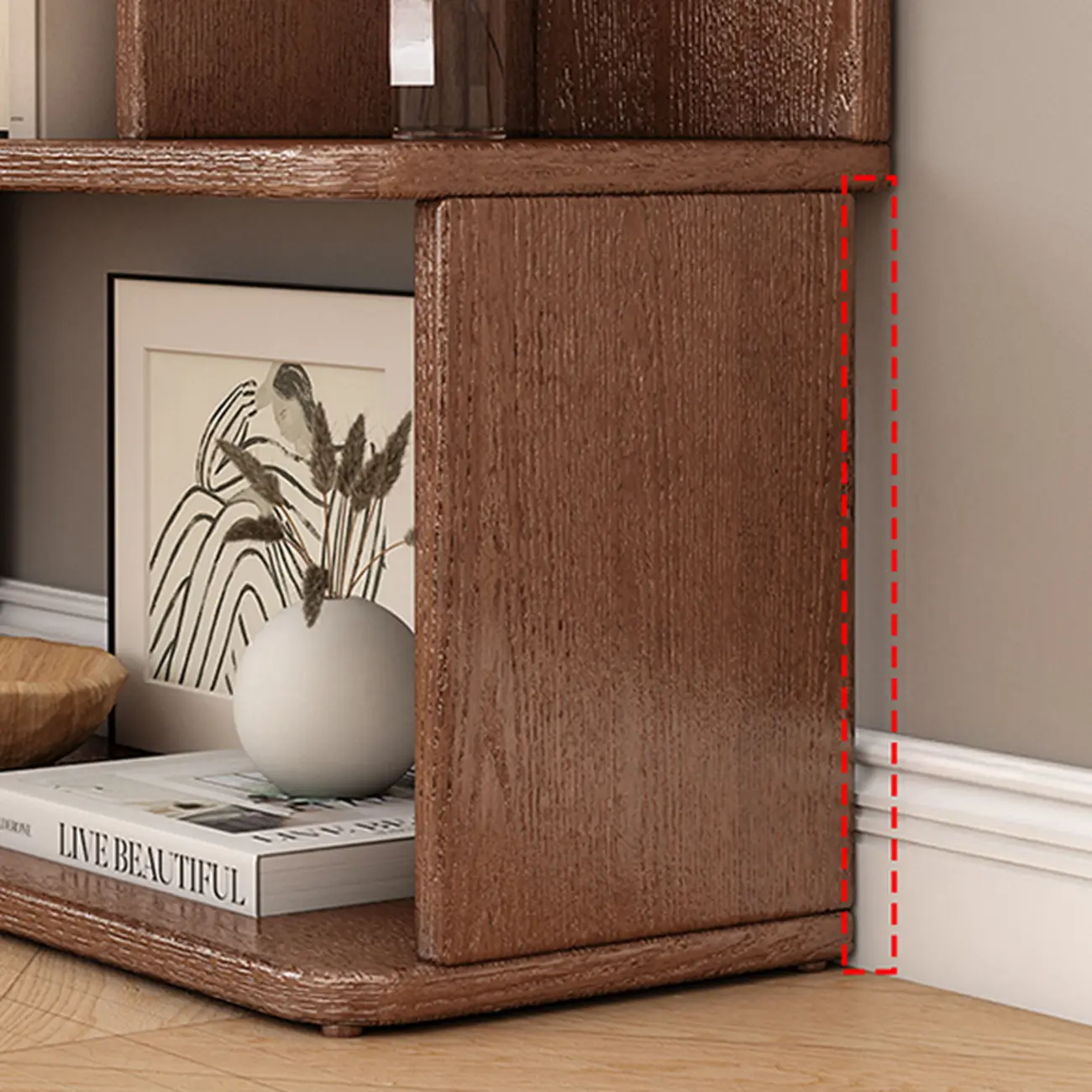 Mid-Century 6-Tier Open Back Wooden Bookshelf